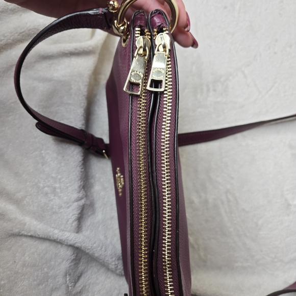 Coach Mia Crossbody Pebbled Leather Bag in Dark Berry Burgundy EUC Auth. F76645 - Picture 9 of 15